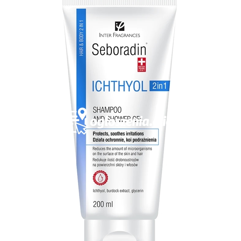 Zdjęcie produktu Przeciwlupiezowy szampon i zel 2w1 do skóry wrazliwej atopowej Seboradin ICHTHYOL 200 ml