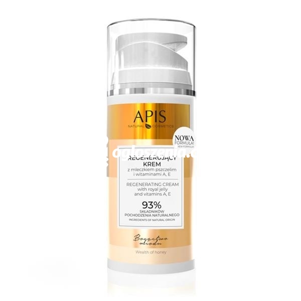 Zdjęcie produktu Regenerujacy krem z mleczkiem pszczelim i witaminami A,E - Apis Bogactwo Miodu - 100 ml