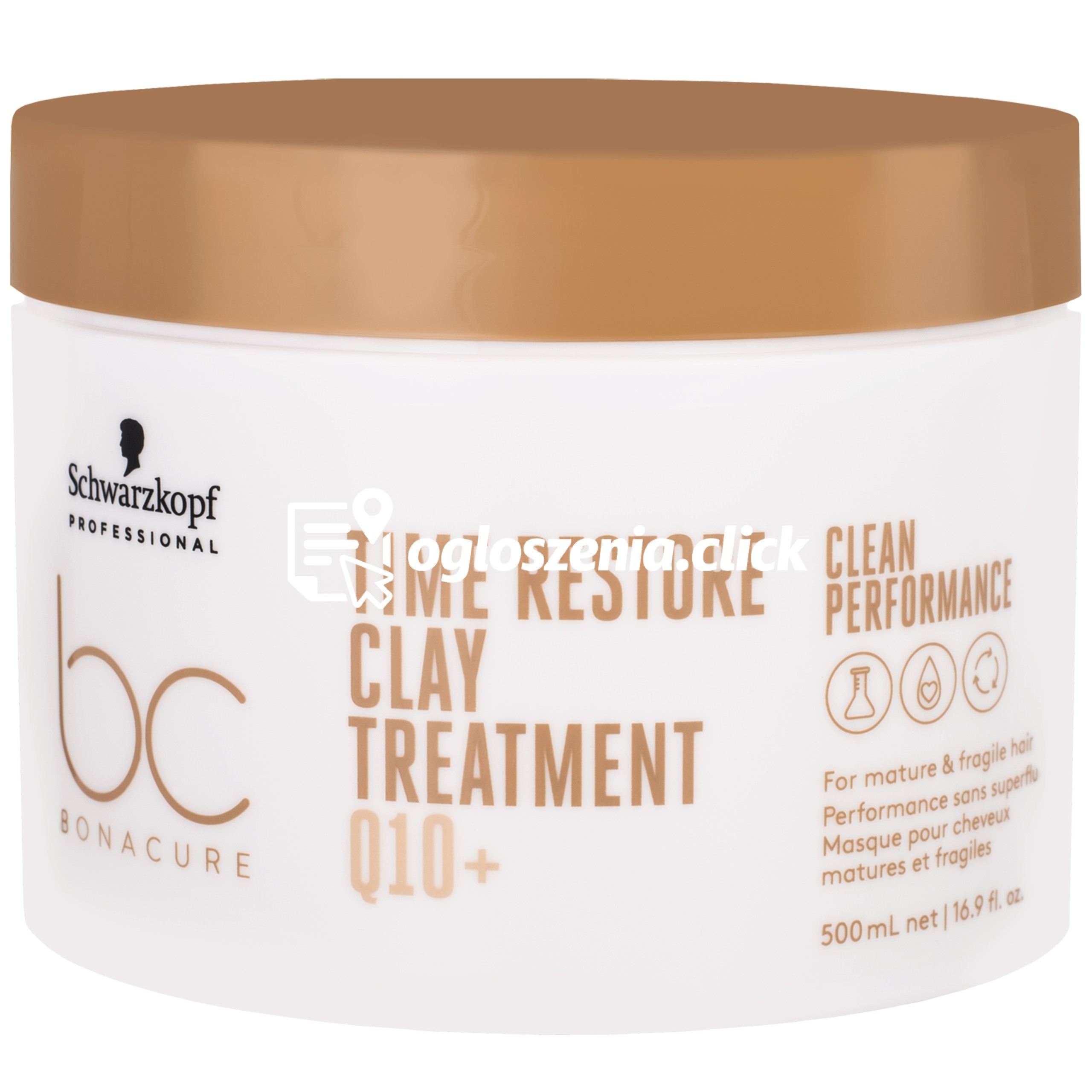 Zdjęcie produktu Schwarzkopf BC Time Restore Clay Treatment Q10+ - maska wzmacniajaca wlosy, 500ml