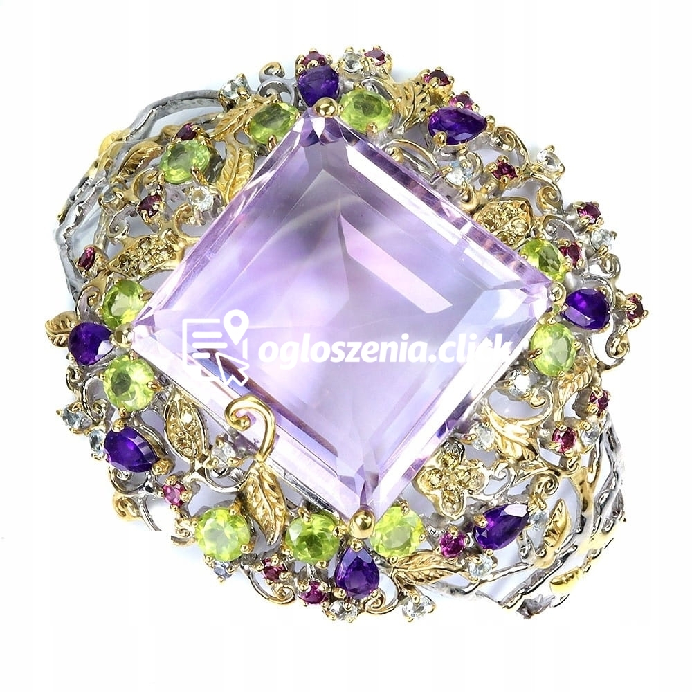 Zdjęcie produktu Srebrna bransoletka elegancka naturalny ametyst 112ct szafiry oliwiny 925