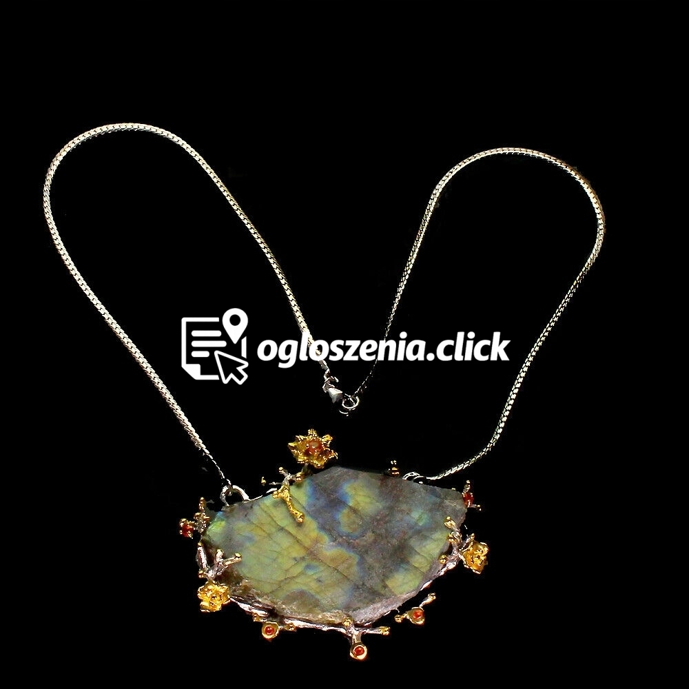 Zdjęcie produktu Srebrny naszyjnik labradoryt 179.3ct szafiry