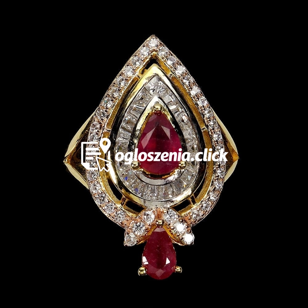 Zdjęcie produktu Srebrny pierscionek naturalne rubiny r 14 piekny 4