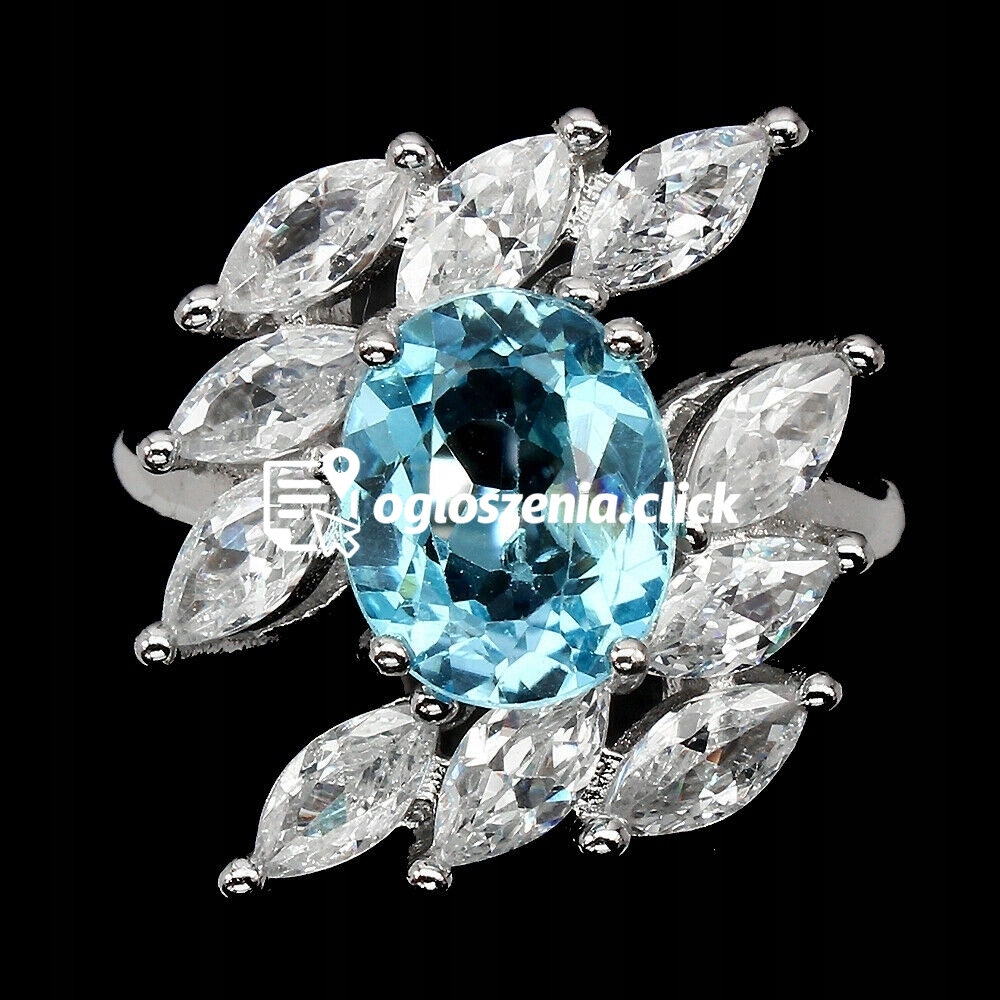 Zdjęcie produktu Srebrny pierscionek naturalny topaz swiss blue 14