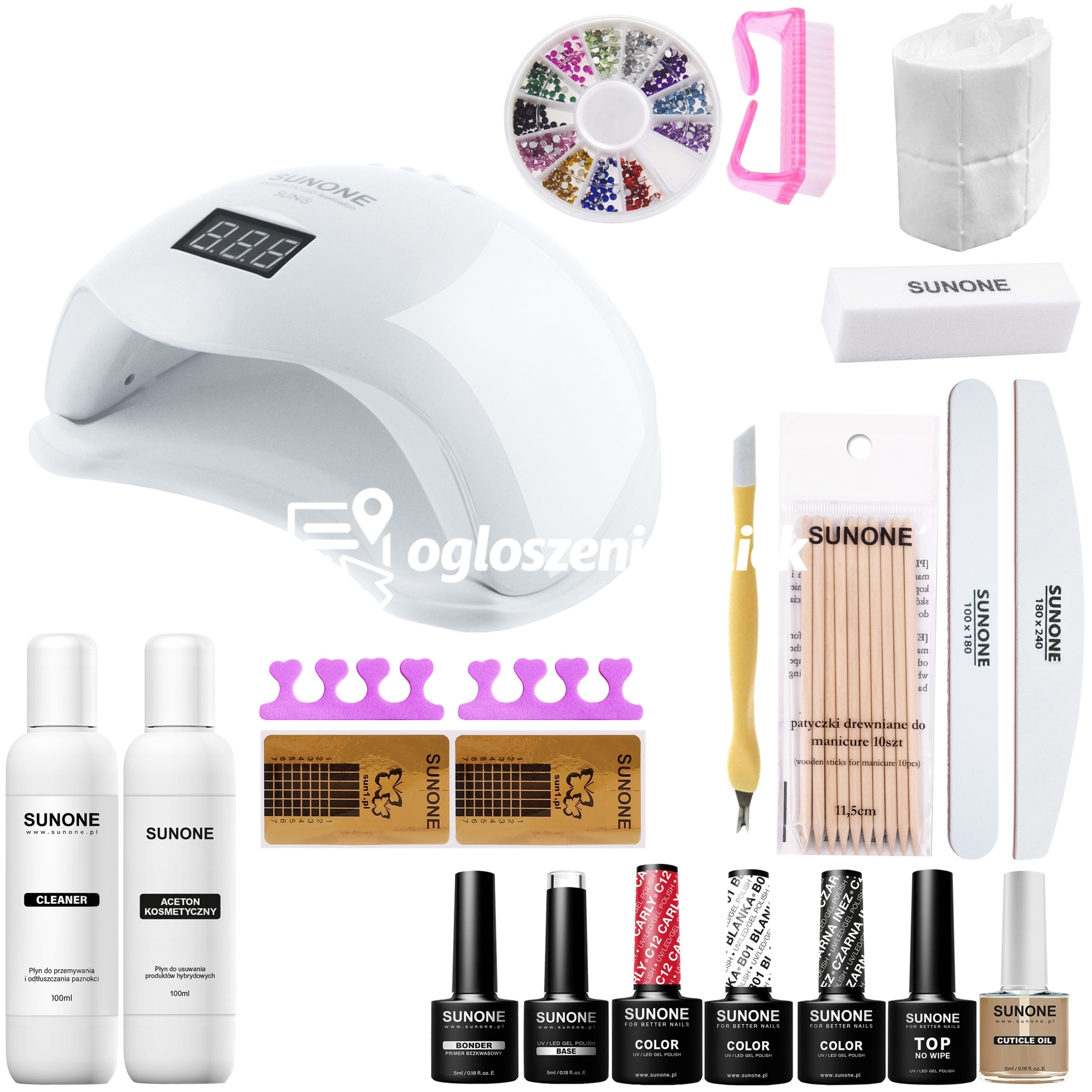 Zdjęcie produktu SunOne S02 - Zestaw manicure hybrydowego, lampa, akcesoria i kosmetyki do paznokci