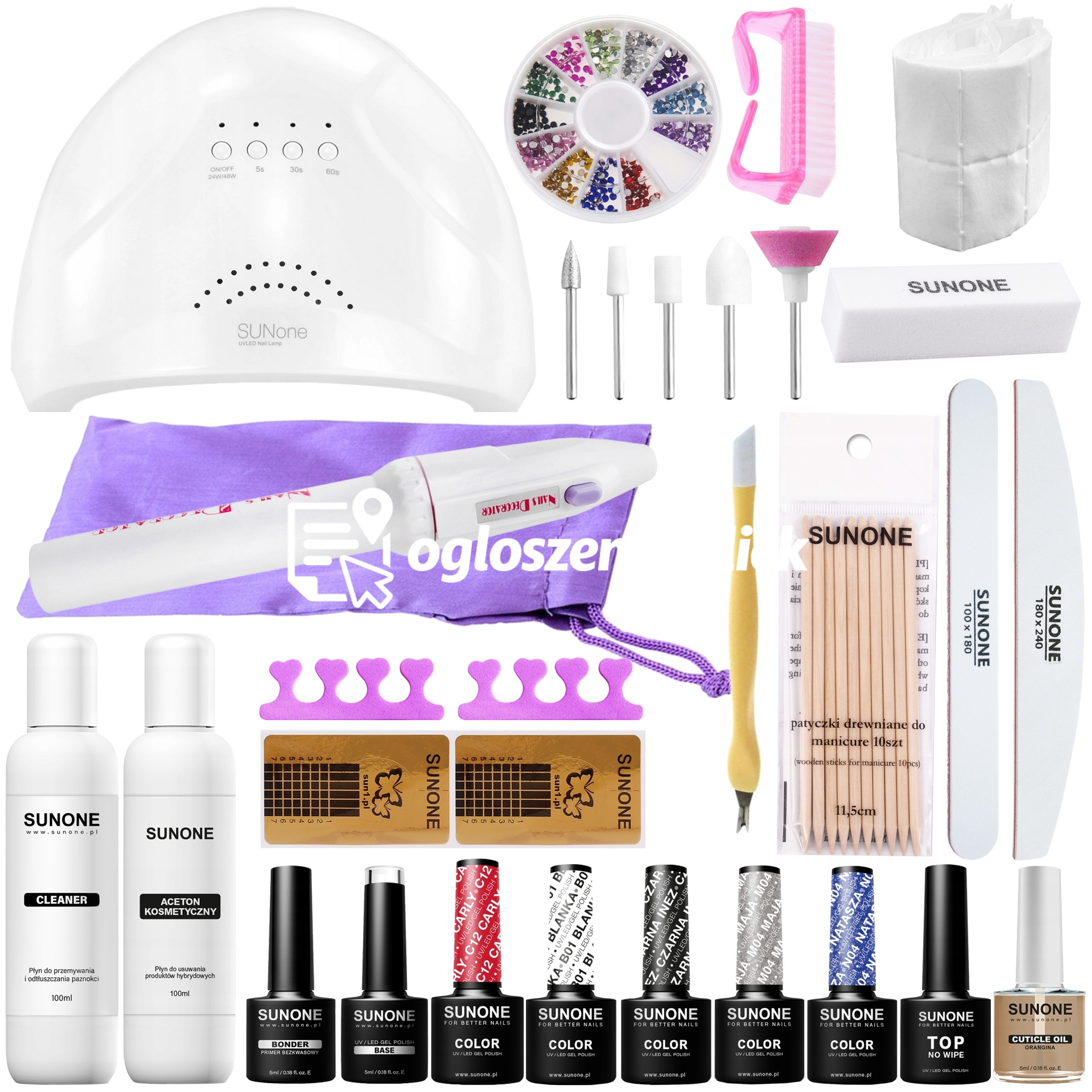 Zdjęcie produktu SunOne S05 - zestaw do manicure hybrydowego, lampa LED/UV, frezarka. kosmetyki i akcesoria