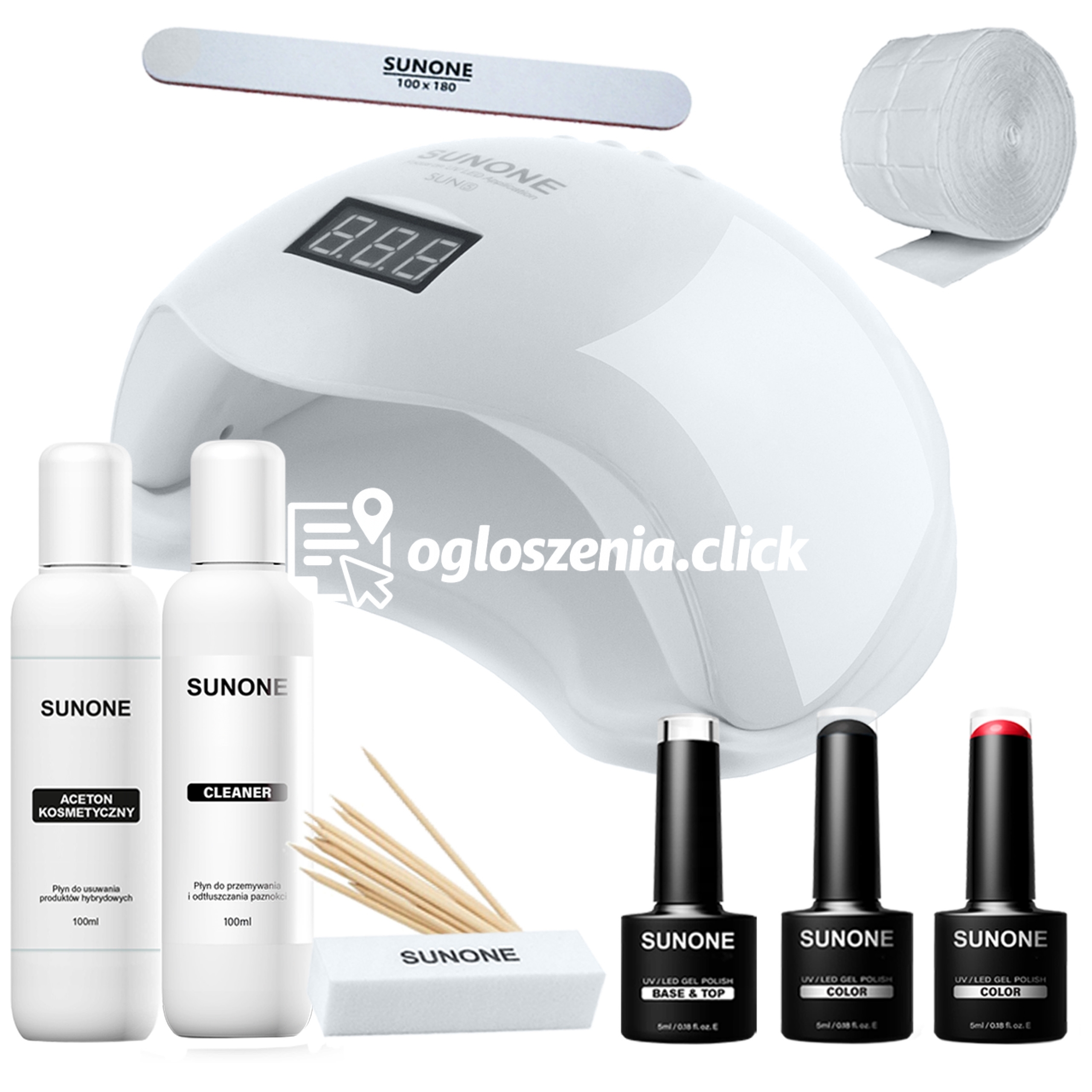 Zdjęcie produktu SunOne Zestaw do hybryd S01 – zestaw do manicure hybrydowego z lampa i akcesoriami