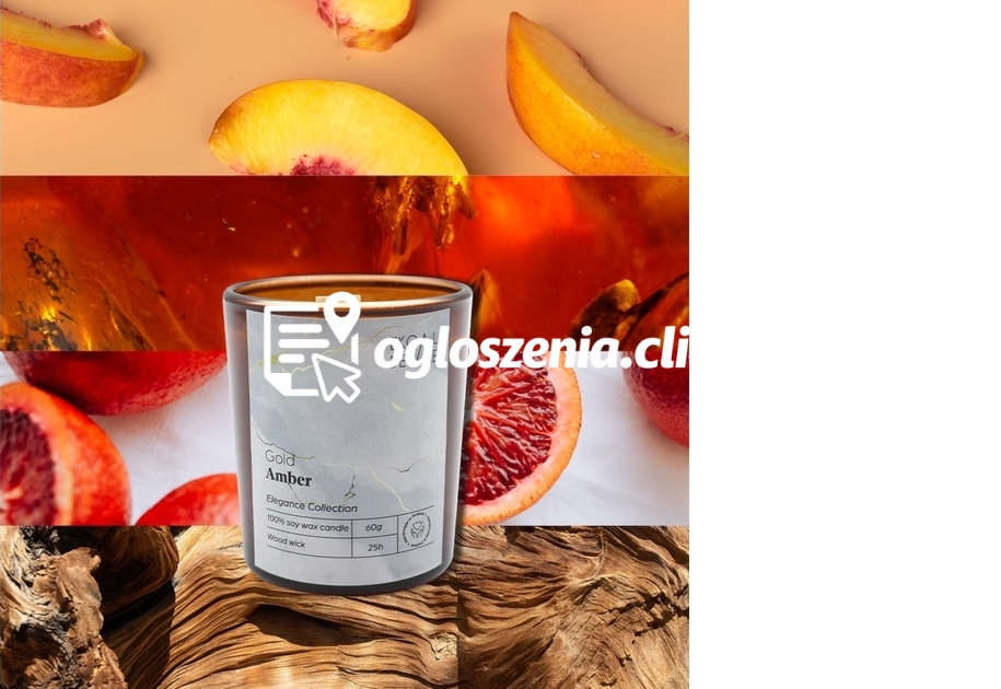 Zdjęcie produktu Swieca sojowa w szkle Gold Amber, Kolekcja Elegance, 60 g