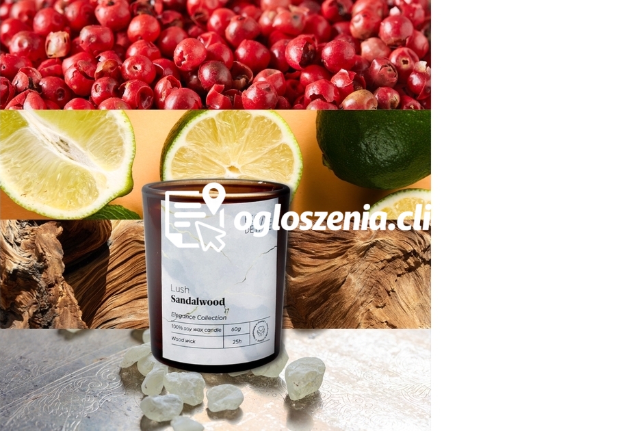 Zdjęcie produktu Swieca sojowa w szkle Lush Sandalwood, Kolekcja Elegance, 60 g