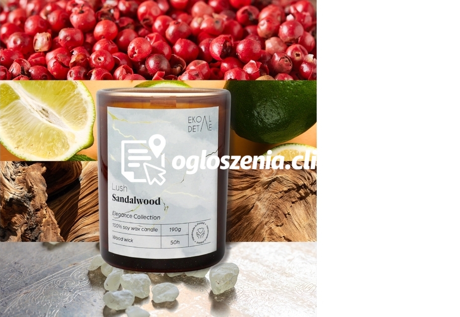 Zdjęcie produktu Swieca sojowa w szkle Lush Sandalwood, Kolekcja Elegance, 190 g