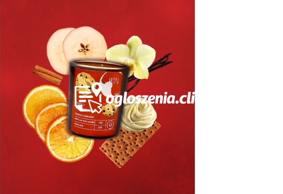 Zdjęcie produktu Swieca sojowa w szkle Mleko i Ciasteczka, Kolekcja Festive, 60 g