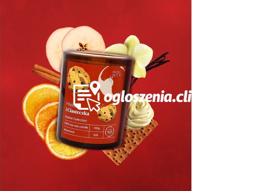 Zdjęcie produktu Swieca sojowa w szkle Mleko i Ciasteczka, Kolekcja Festive, 190 g