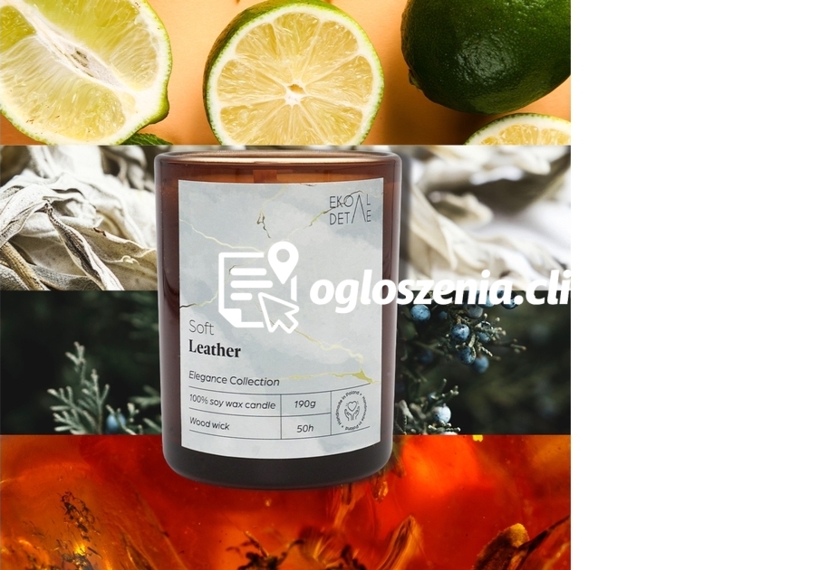Zdjęcie produktu Swieca sojowa w szkle Soft Leather, Kolekcja Elegance, 190 g