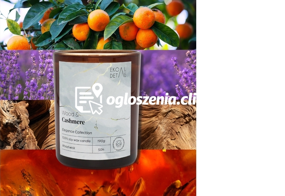 Zdjęcie produktu Swieca sojowa w szkle Wood & Cashmere, Kolekcja Elegance, 190 g