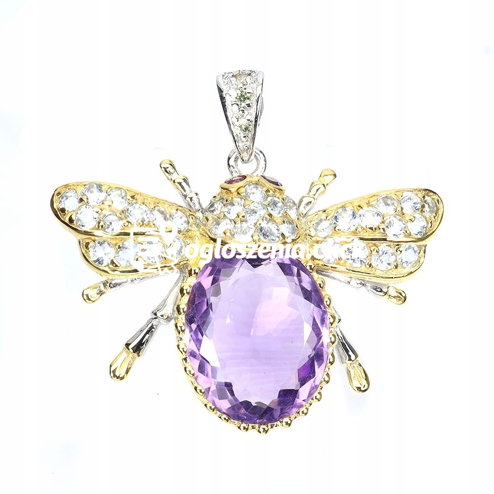 Zdjęcie produktu Wisiorek srebrny 925 naturalny 16ct ametyst akwamaryny granaty szafiry zuk