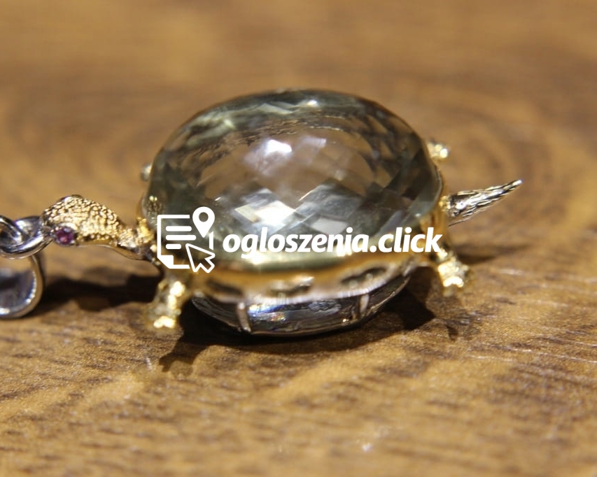 Zdjęcie produktu Wisiorek srebrny 925 naturalny 28ct zielony ametyst zólw zjawiskowy