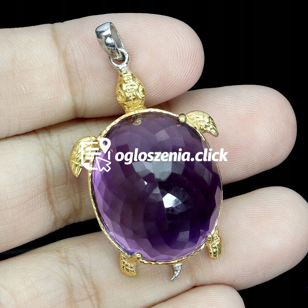 Zdjęcie produktu Wisiorek srebrny 925 naturalny 37.5ct ametyst zólw