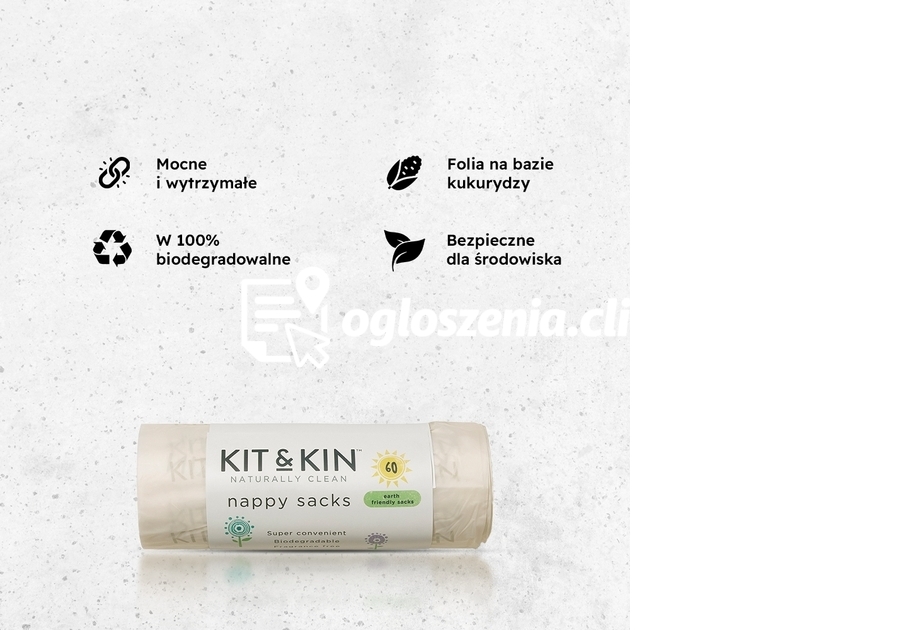 Zdjęcie produktu Worki na zuzyte pieluszki biodegradowalne i bezzapachowe, 60 sztuk