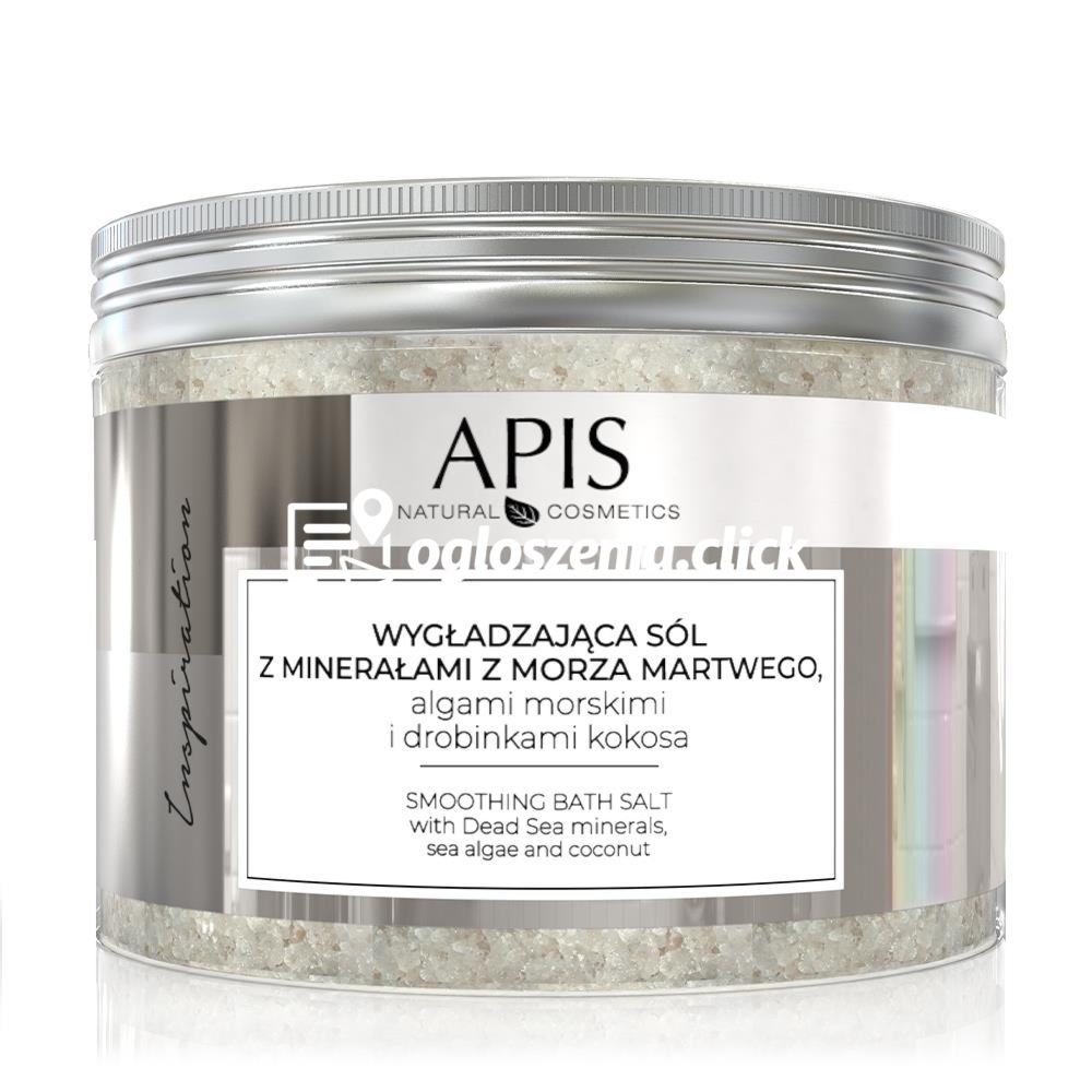 Zdjęcie produktu Wygladzajaca sól do kapieli Apis Inspiration z mineralami z Morza Martwego, algami morskimi i drobinkami