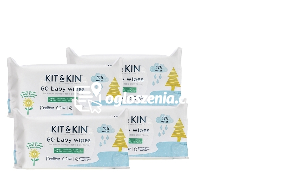 Zdjęcie produktu ZESTAW 240 chusteczek nawilzanych dla dzieci, 4 opakowania po 60 sztuk
