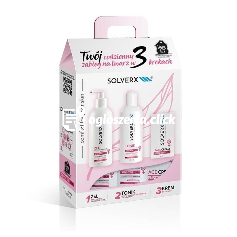 Zdjęcie produktu Zestaw kosmetyków do twarzy dla kobiet skóra wrazliwa SOLVERX Sensitive Skin Home SET for Women